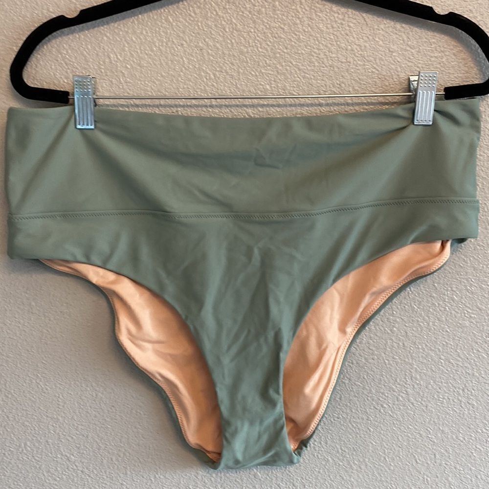 NWT- MADEWELL- sage green colored high rise bikini bottoms- Size XXL